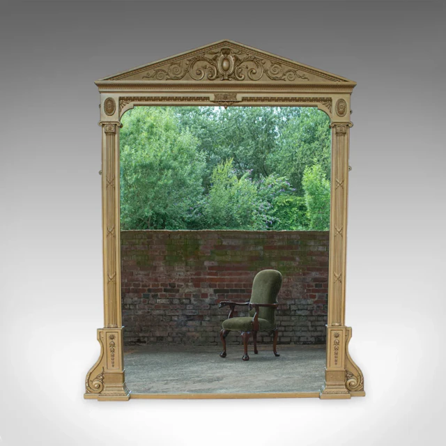 Very Large Antique Overmantel Mirror 230cm x 189.5cm (7'5"x6'2") Classical
