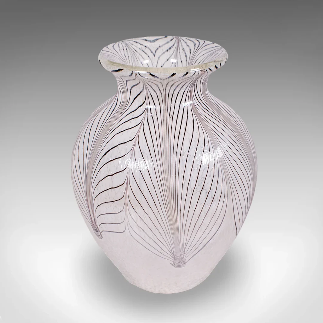 Vintage Display Vase, Italian, Murano Art Glass, Baluster, Flower Pot, Lustre