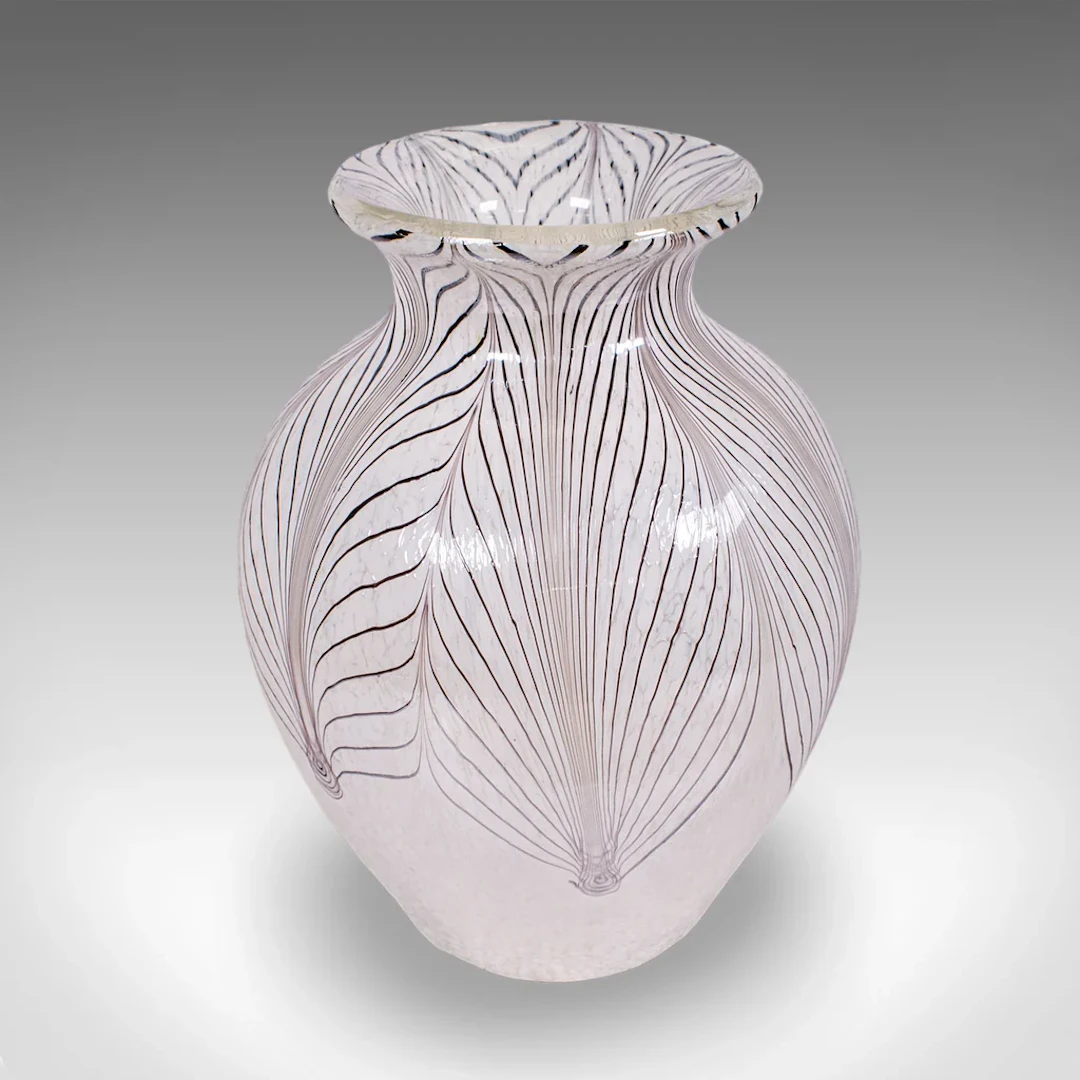 Vintage Display Vase, Italian, Murano Art Glass, Baluster, Flower Pot, Lustre