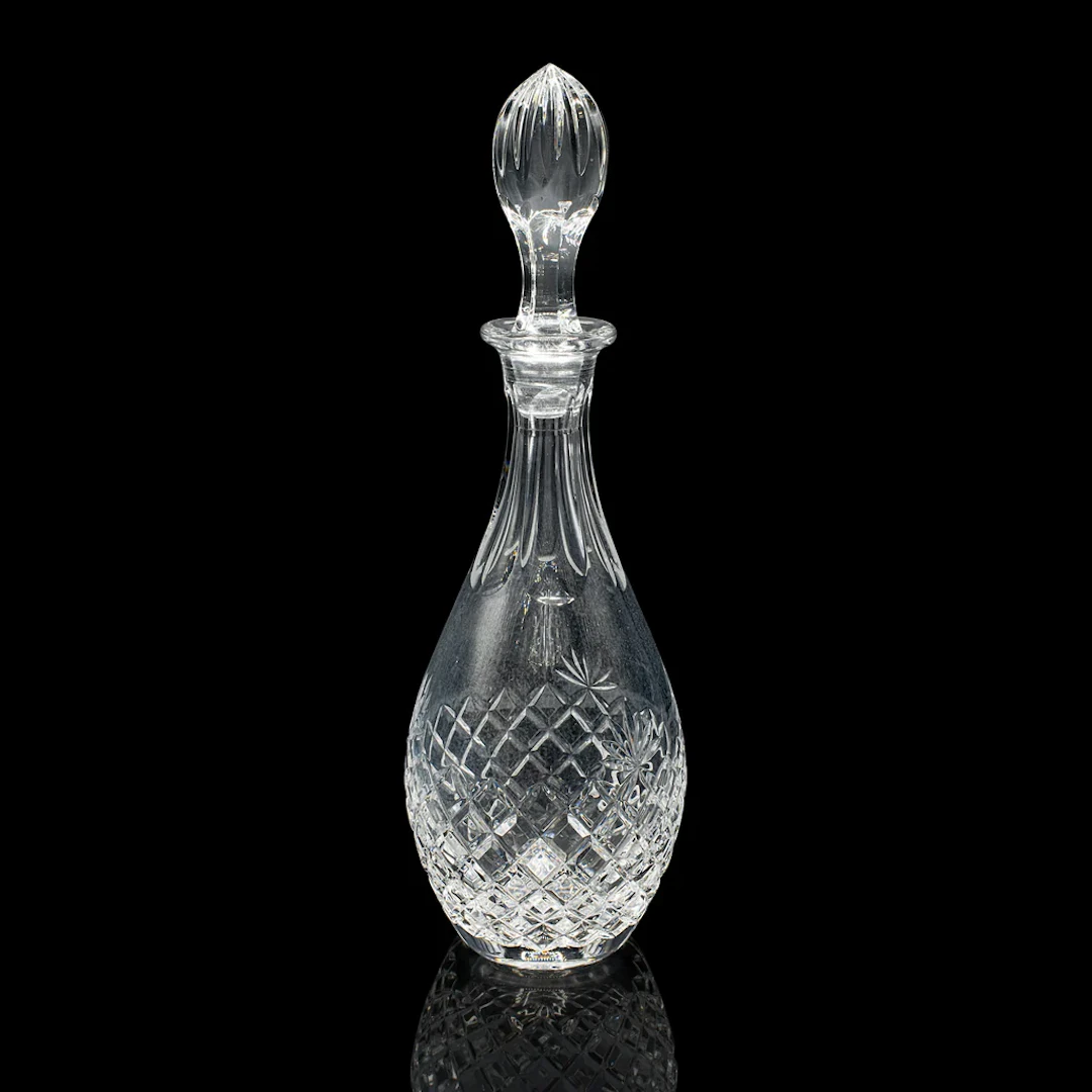 Vintage Claret Decanter, English, Pineapple Cut Glass, Wine Vessel, Circa 1970