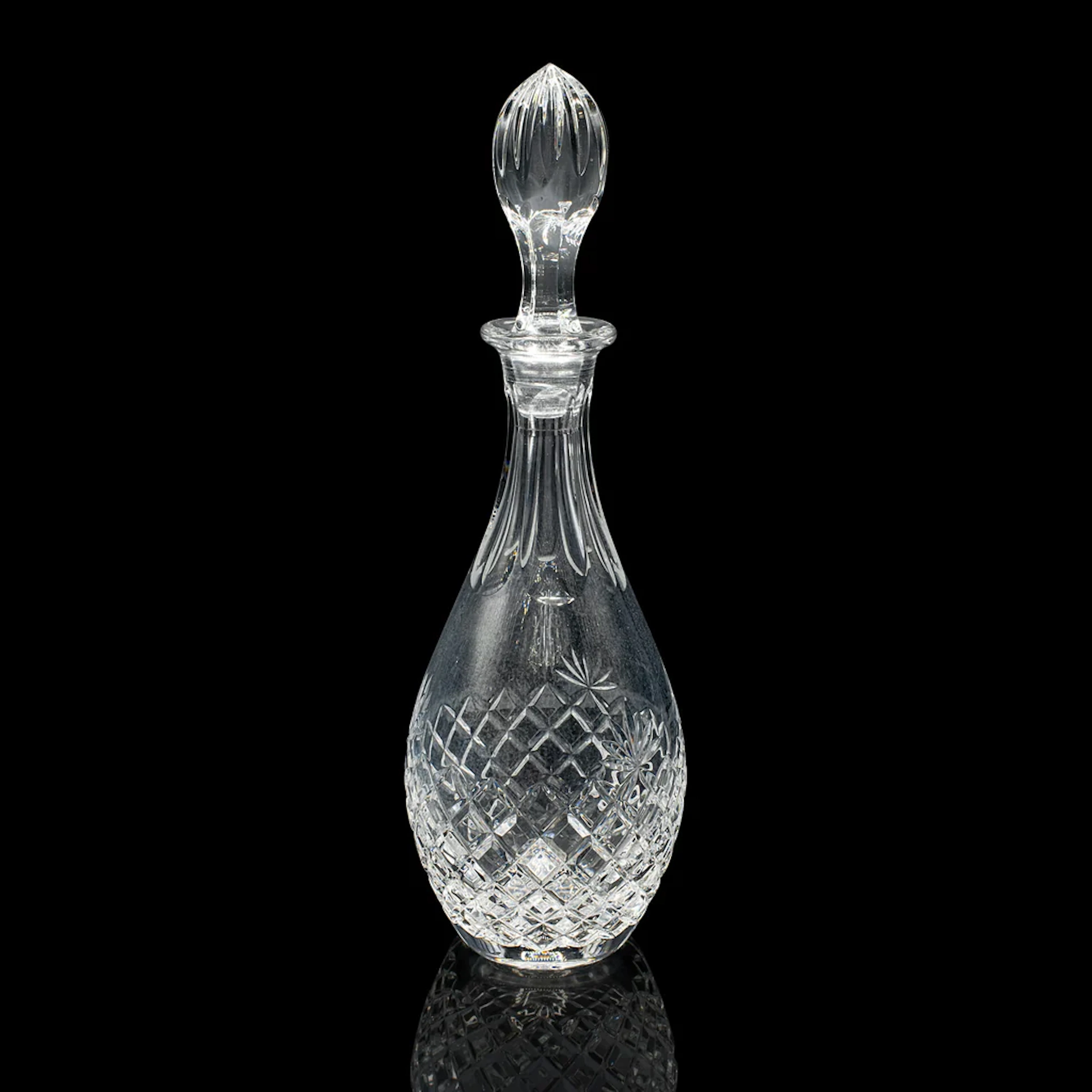 Vintage Claret Decanter, English, Pineapple Cut Glass, Wine Vessel, Circa 1970