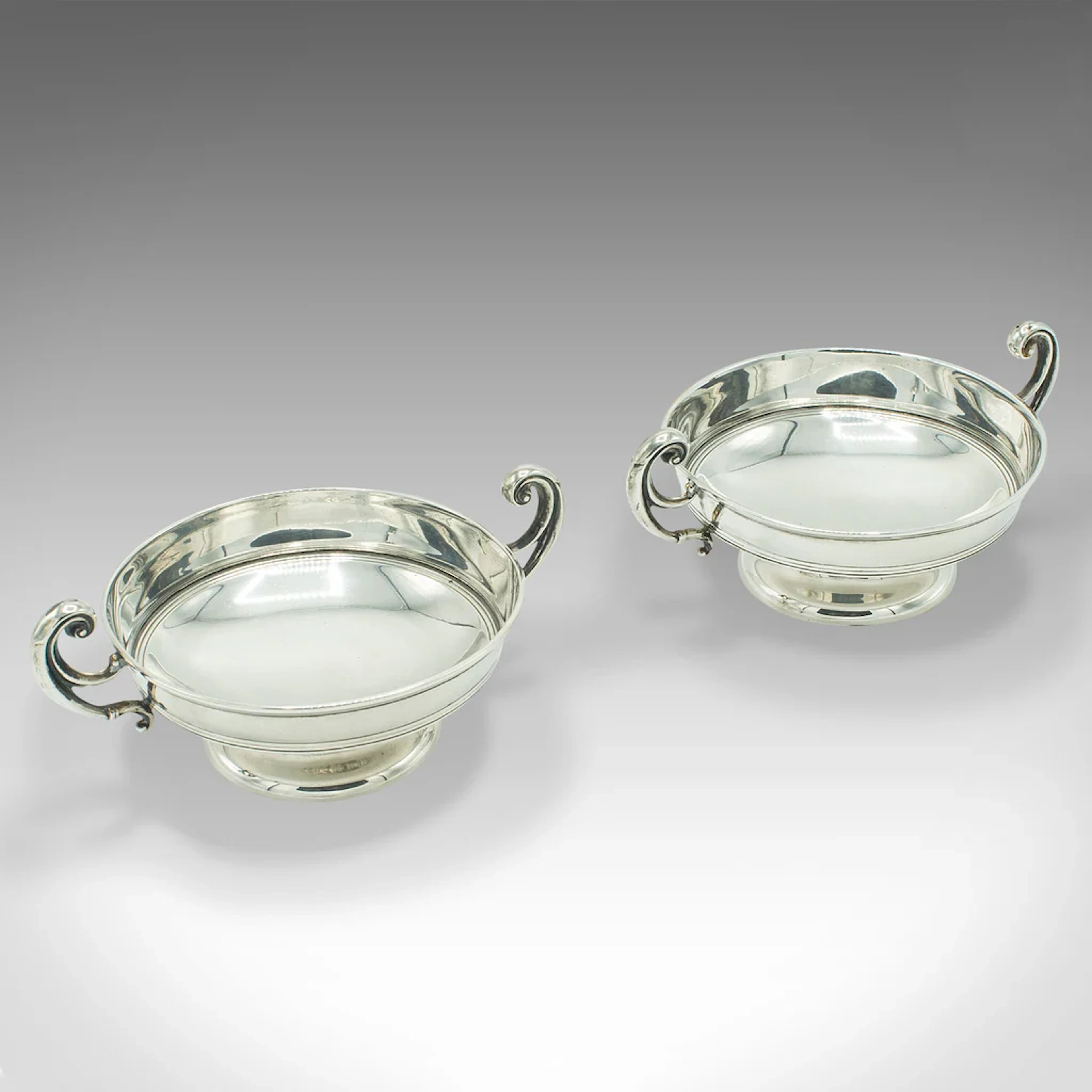 Pair Of Antique Bonbon Dishes, English, Sterling Silver, Serving Bowl