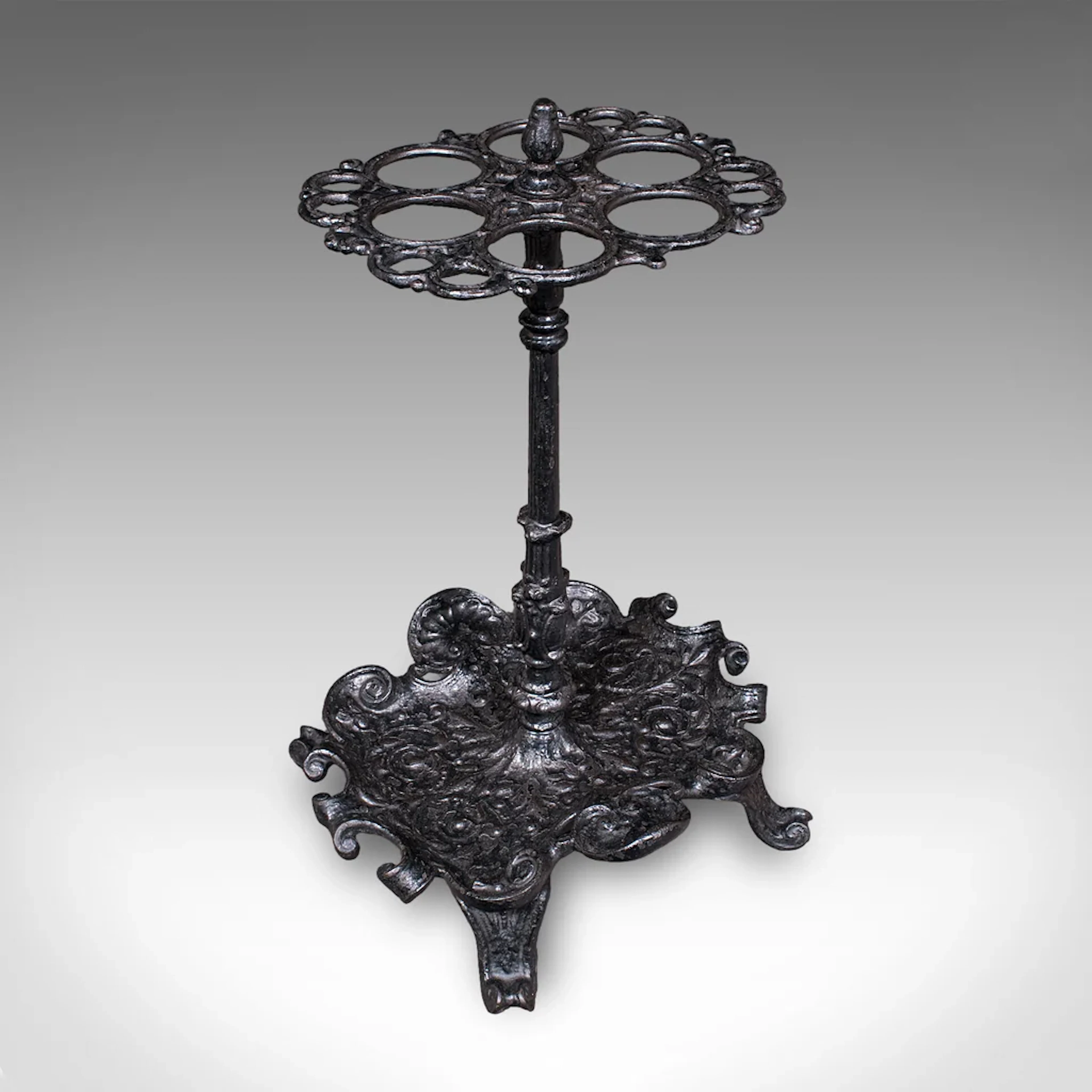 Antique Reception Hall Umbrella Stand, English, Cast Iron, Stick Loop