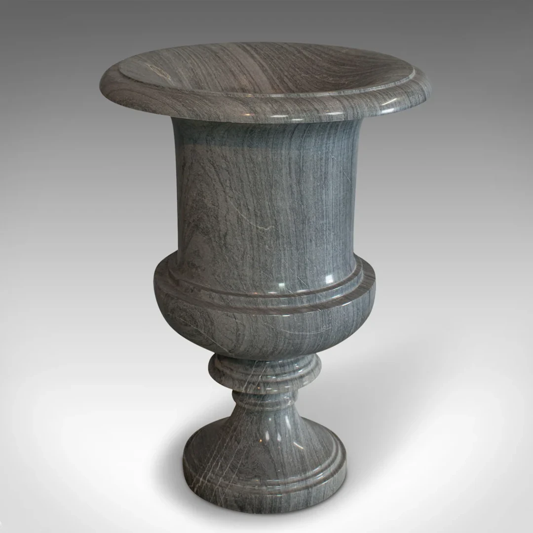 Vintage Decorative Vase, English, Platinum Striata Marble, Baluster Urn, C.20th