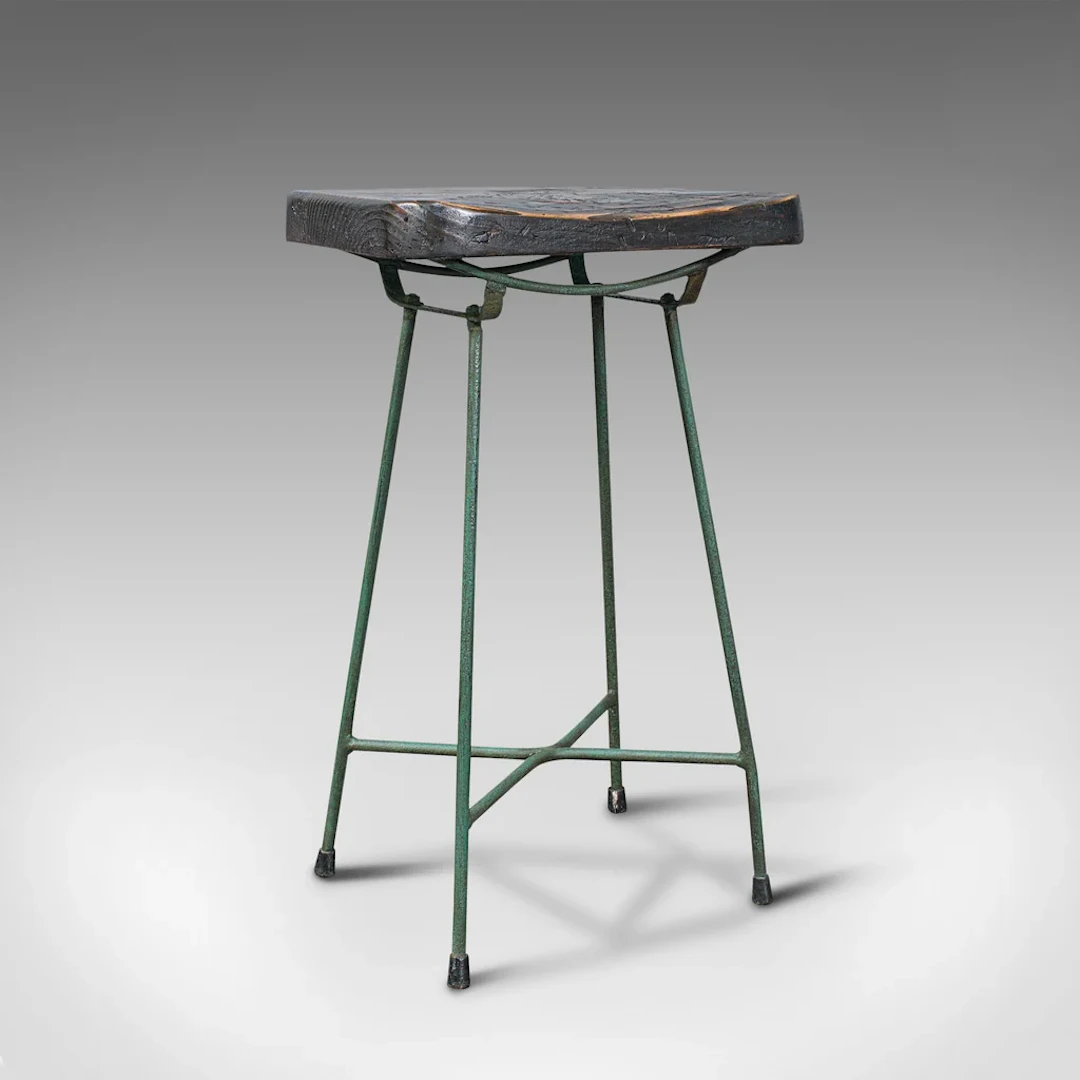 Vintage Munitions Factory Stool, English, Pine, Industrial Taste