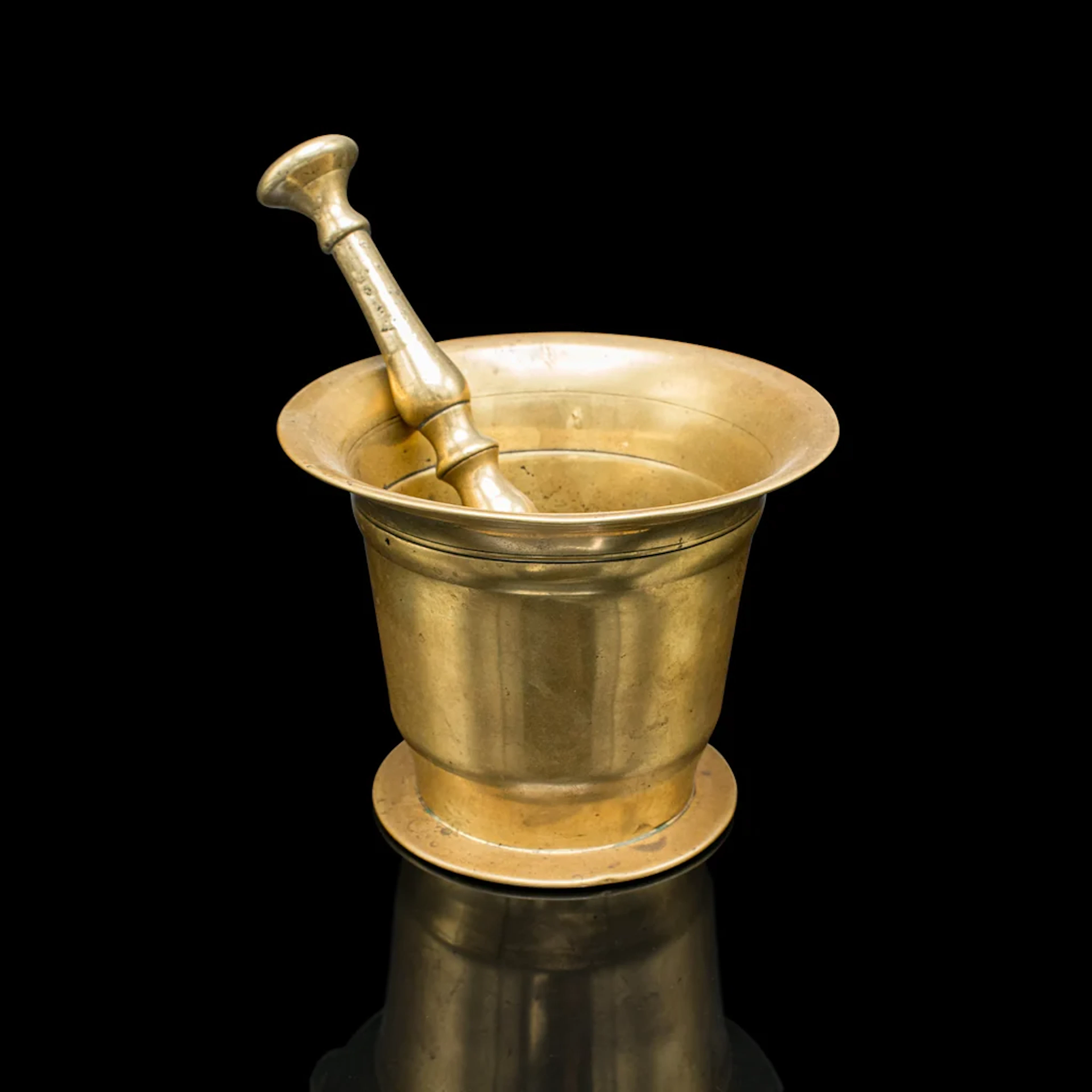 Antique Chemist's Mortar & Pestle, English Brass Apothecary Aid, Victorian