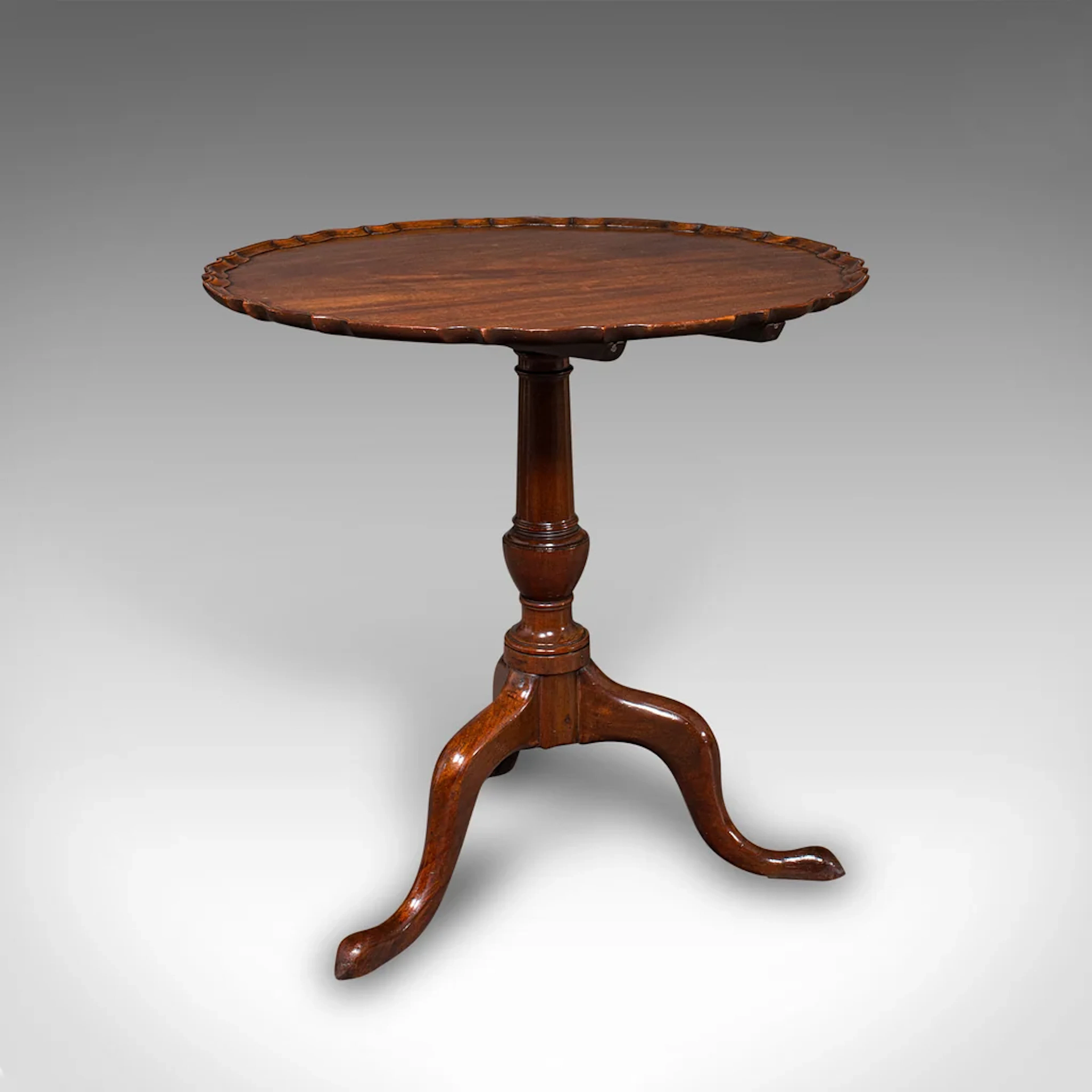 Antique Pie Crust Table, English, Tilt-Top, Games, Occasional, Georgian, C.1790