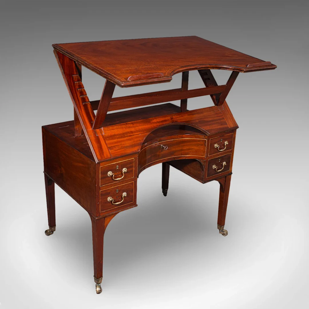 Tall Antique Architect's Riser Desk, English, Metamorphic, Cartographer