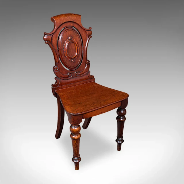 Antique Shield Back Hall Chair, Scottish, Walnut Reception Seat, Side