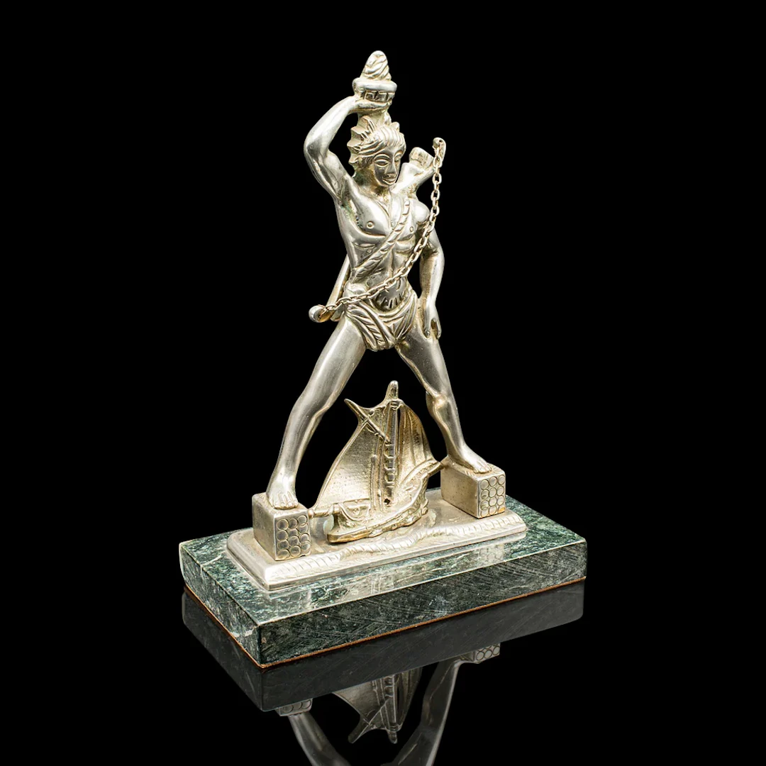 Vintage Colossus of Rhodes Statue, Greek, Ancient Maritime Figure, Art Deco