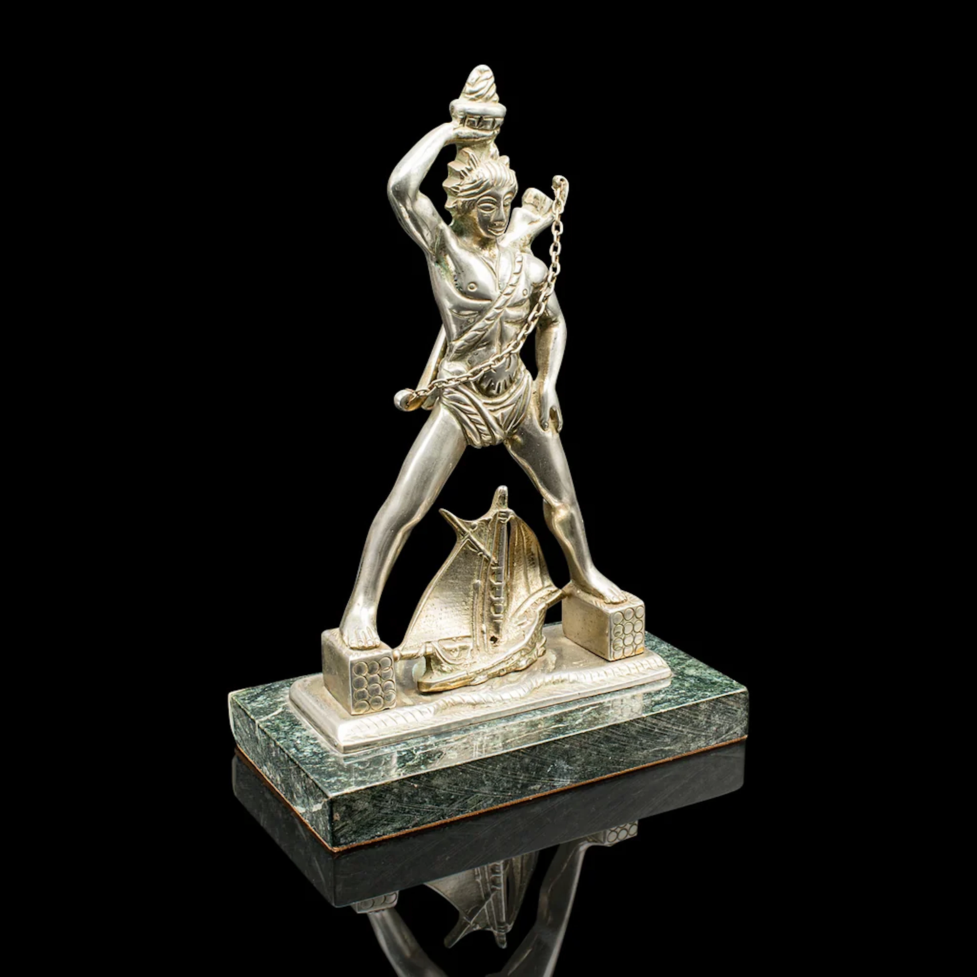 Vintage Colossus of Rhodes Statue, Greek, Ancient Maritime Figure, Art Deco