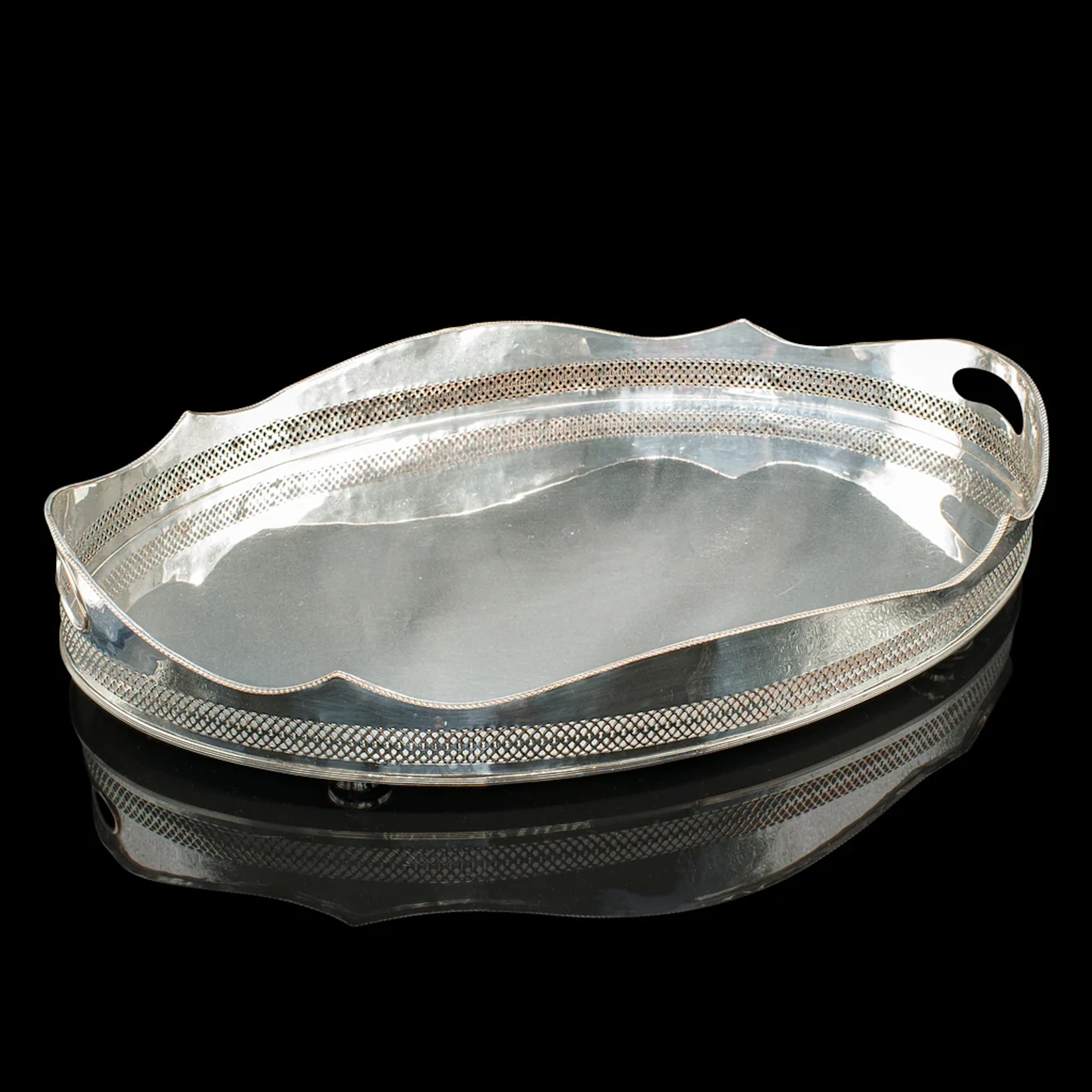 Antique Presentation Serving Tray, English, Silver Plated, Cocktail, Edwardian
