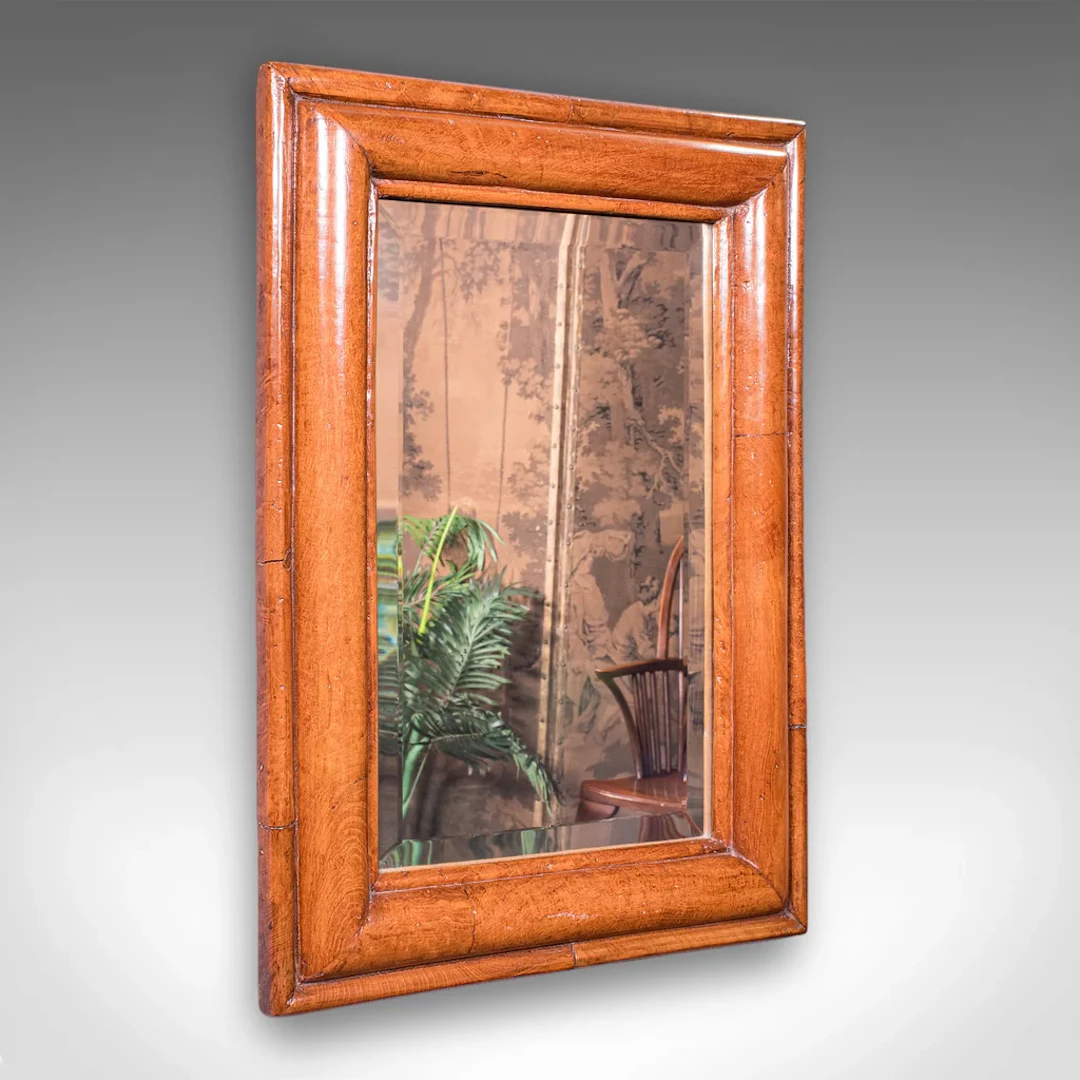 Antique Reception Hall Vanity Mirror, English, Walnut, Bevelled Glass
