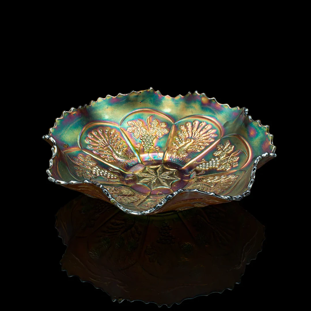 Small Vintage Lustre Dish, Continental, Art Glass, Decorative Fruit