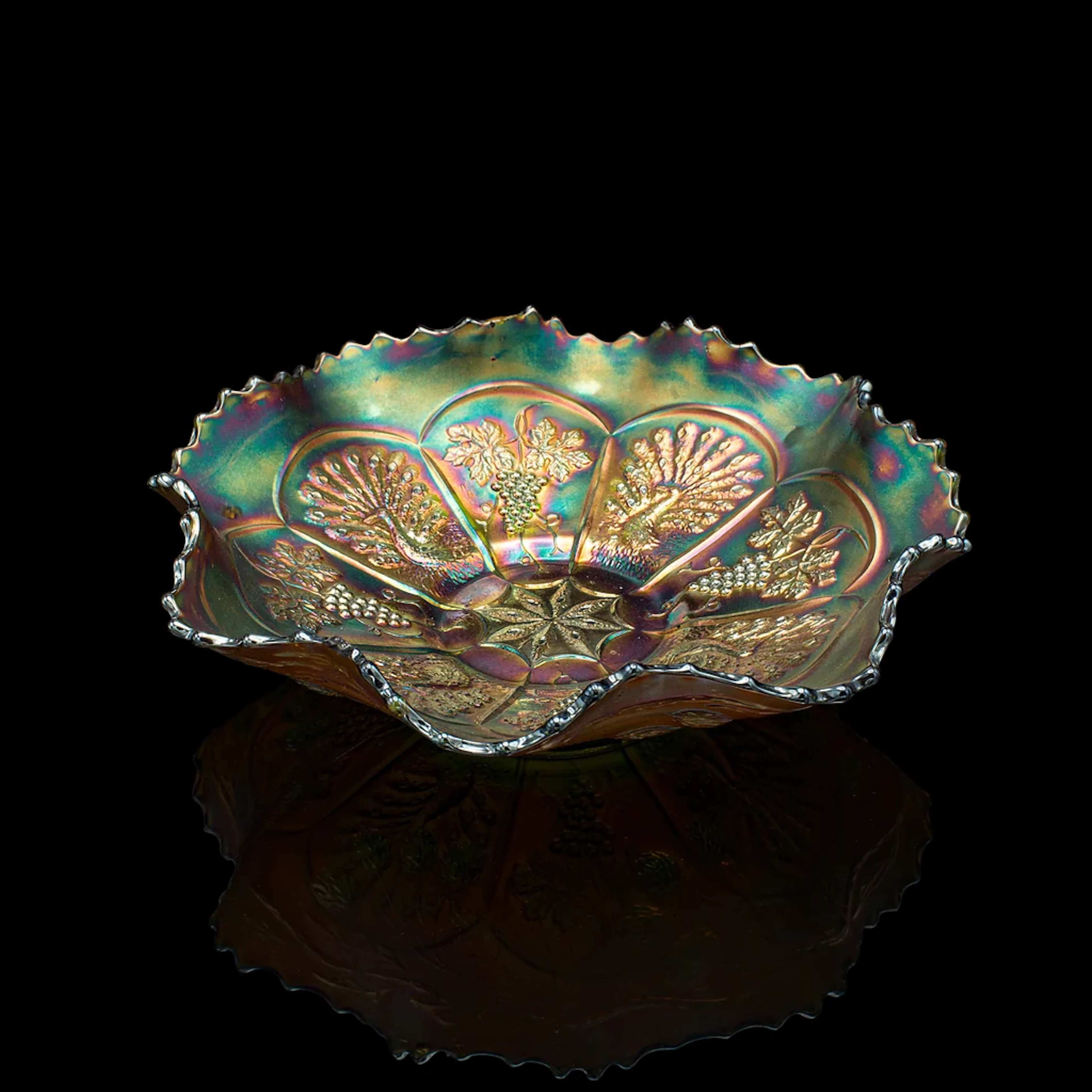 Small Vintage Lustre Dish, Continental, Art Glass, Decorative Fruit