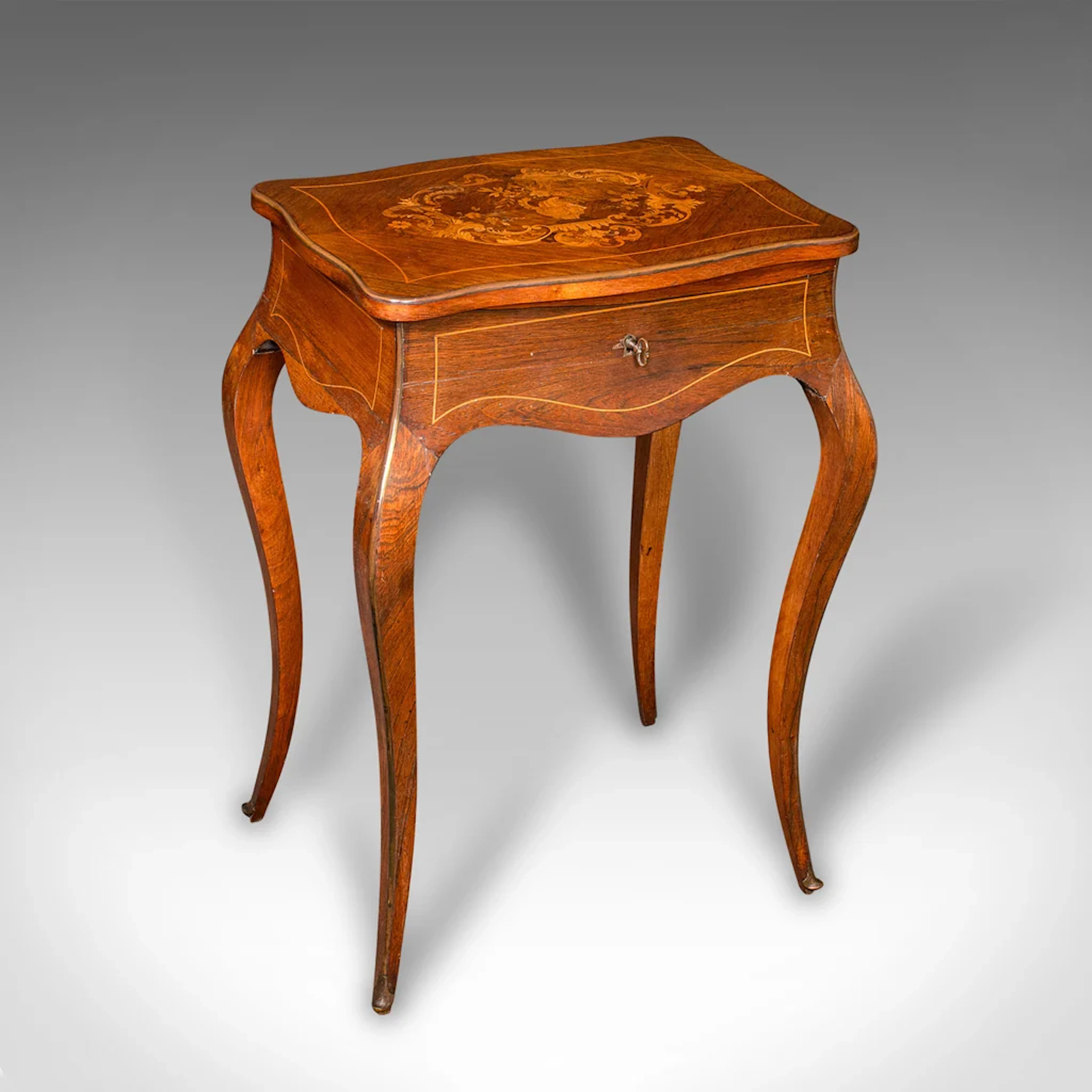 Antique Jewellery Table, French, Walnut, Side, Occasional, Victorian