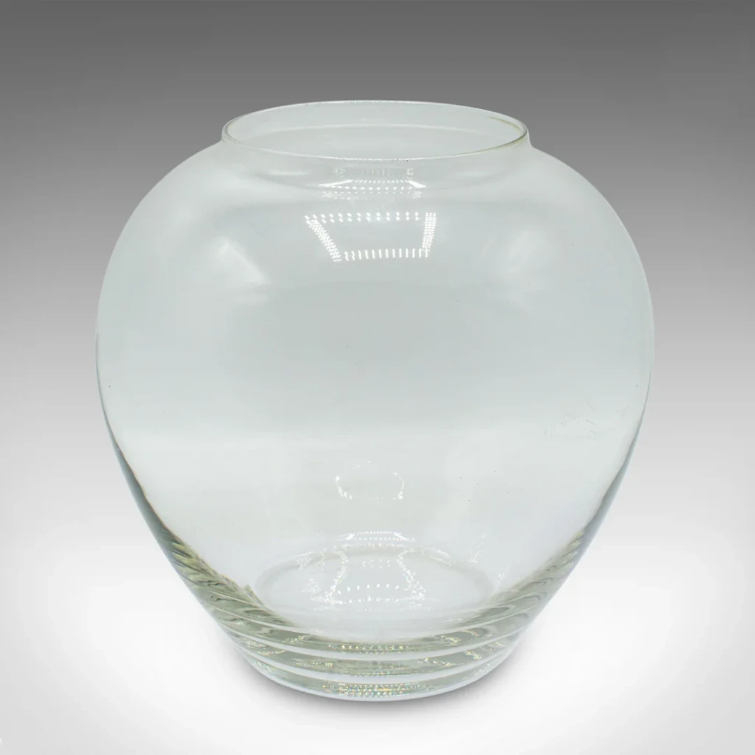 Vintage Bubble Form Serving Bowl, English, Glass, Fishbowl, Planter