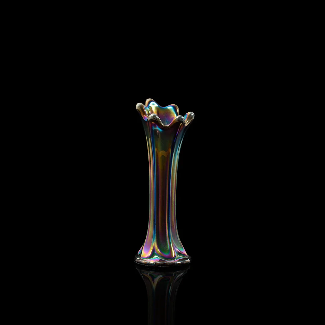 Small Vintage Posy Vase, English, Carnival Glass, Decorative, Flower