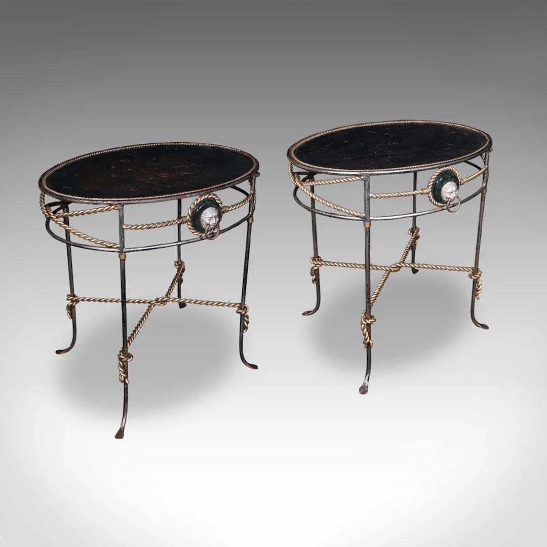 Pair of Vintage Garden Tables, French, Cast Iron, Oval, Veranda, Serving