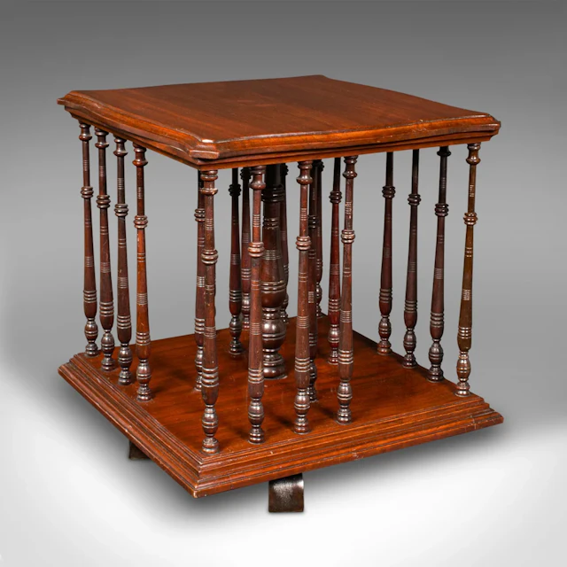 Antique Book Companion, English, Walnut, Rotary Bookstand, Edwardian