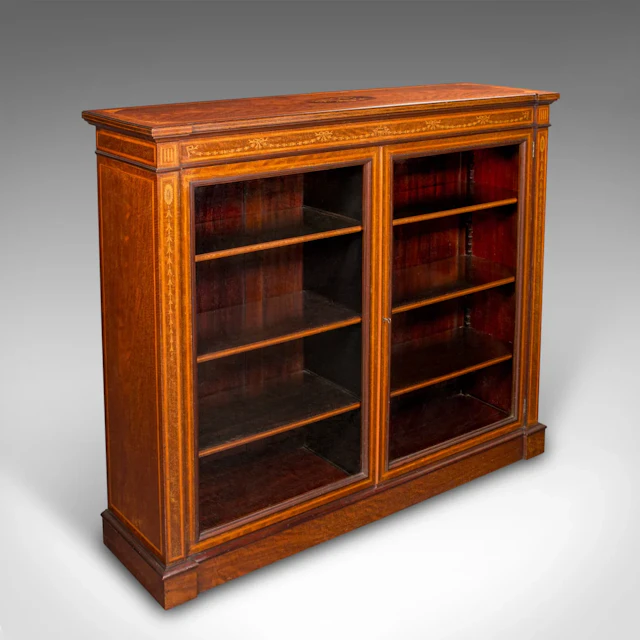 Large Antique Glazed Display Cabinet, English, Drawing Room, Bookcase