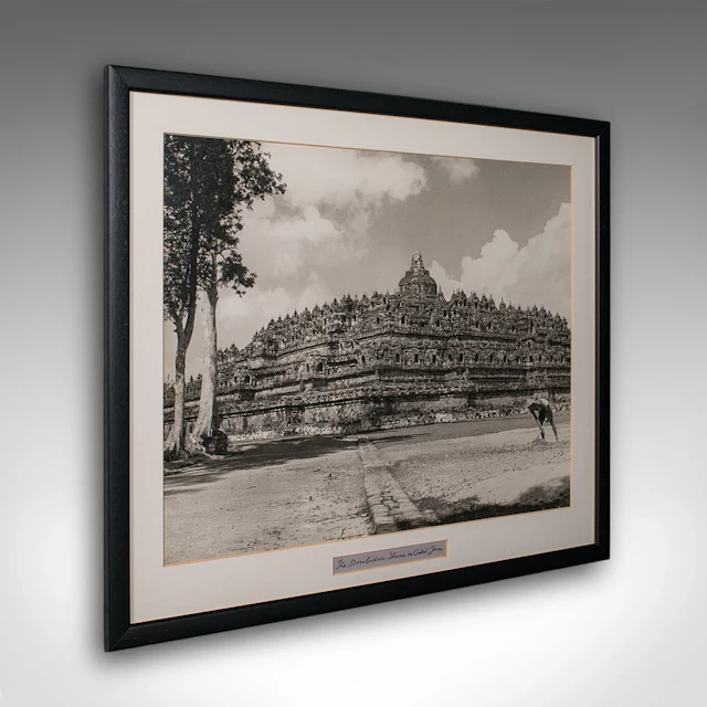 Vintage Photograph, Borobudur Shrine, Oriental, Monochrome, Java, Mid Century