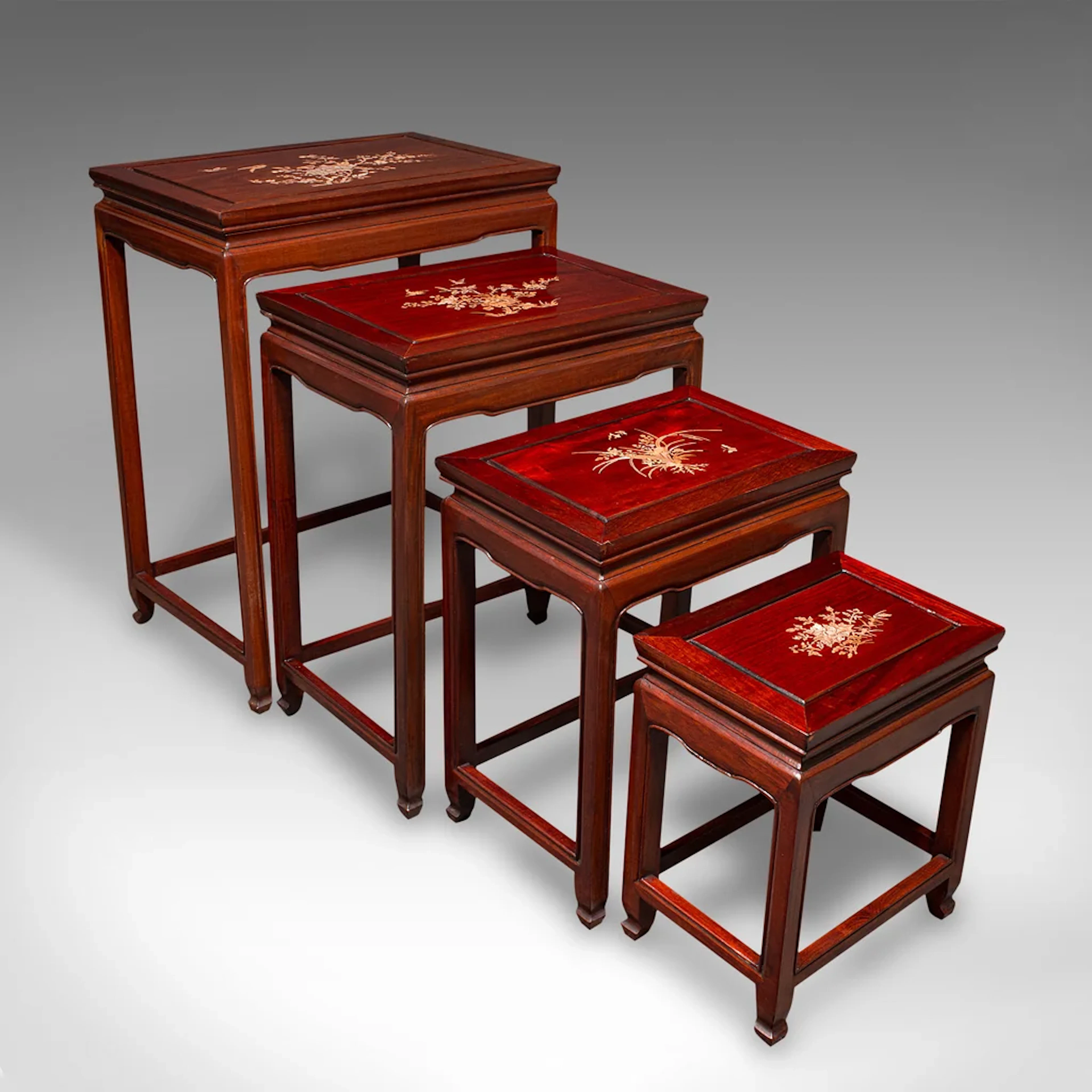 Vintage Quartetto Of Nest Tables, Chinese, Nesting, Occasional, Mid