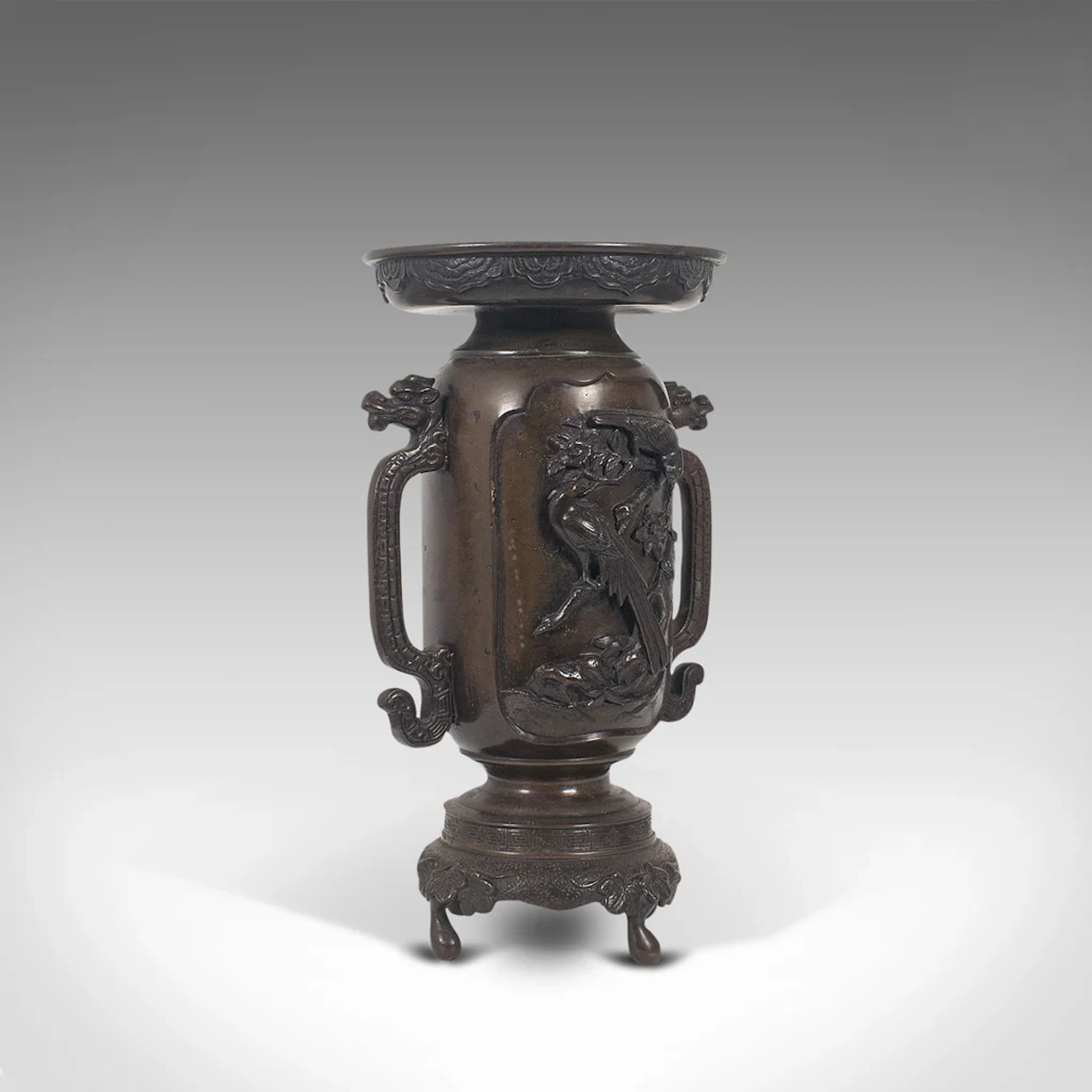 Antique Decorative Vase, Japanese, Bronze, Meiji Period, Late 19th, Circa 1900