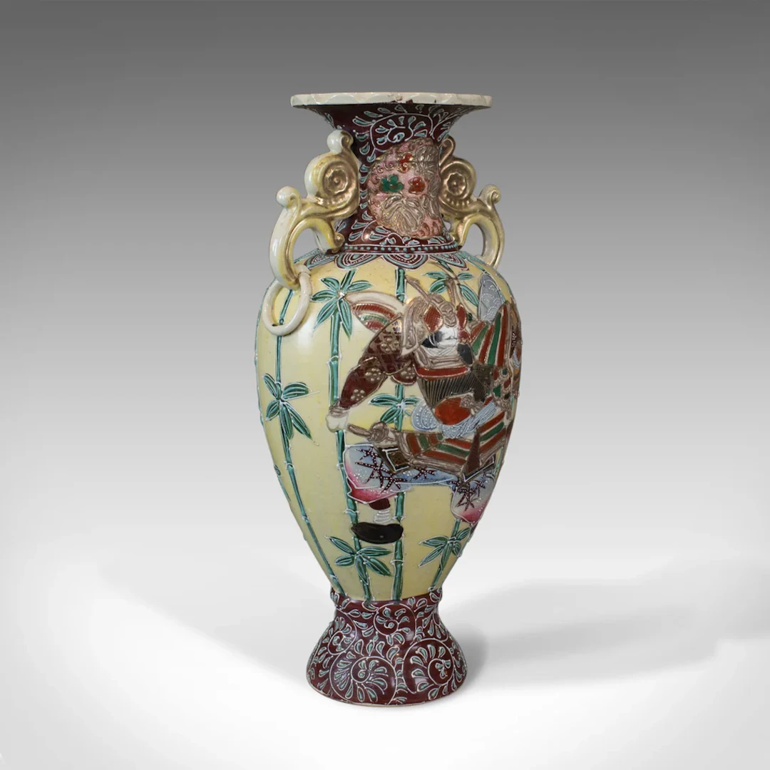 Vintage Baluster Vase, Decorative, Oriental, Ceramic, Urn, C20th
