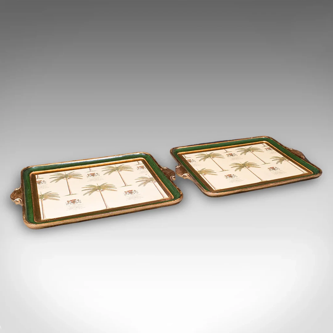 Pair of Vintage Florentine Serving Trays, Italianate Afternoon Tea