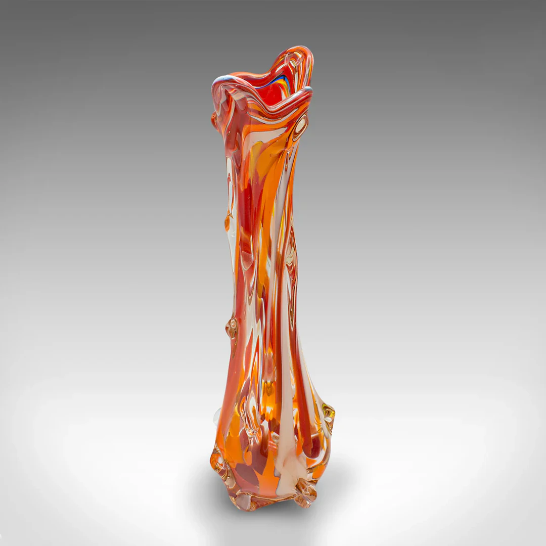Tall Vintage Murano Explosion Vase, Italian, Art Glass, Flower Sleeve, C.1970