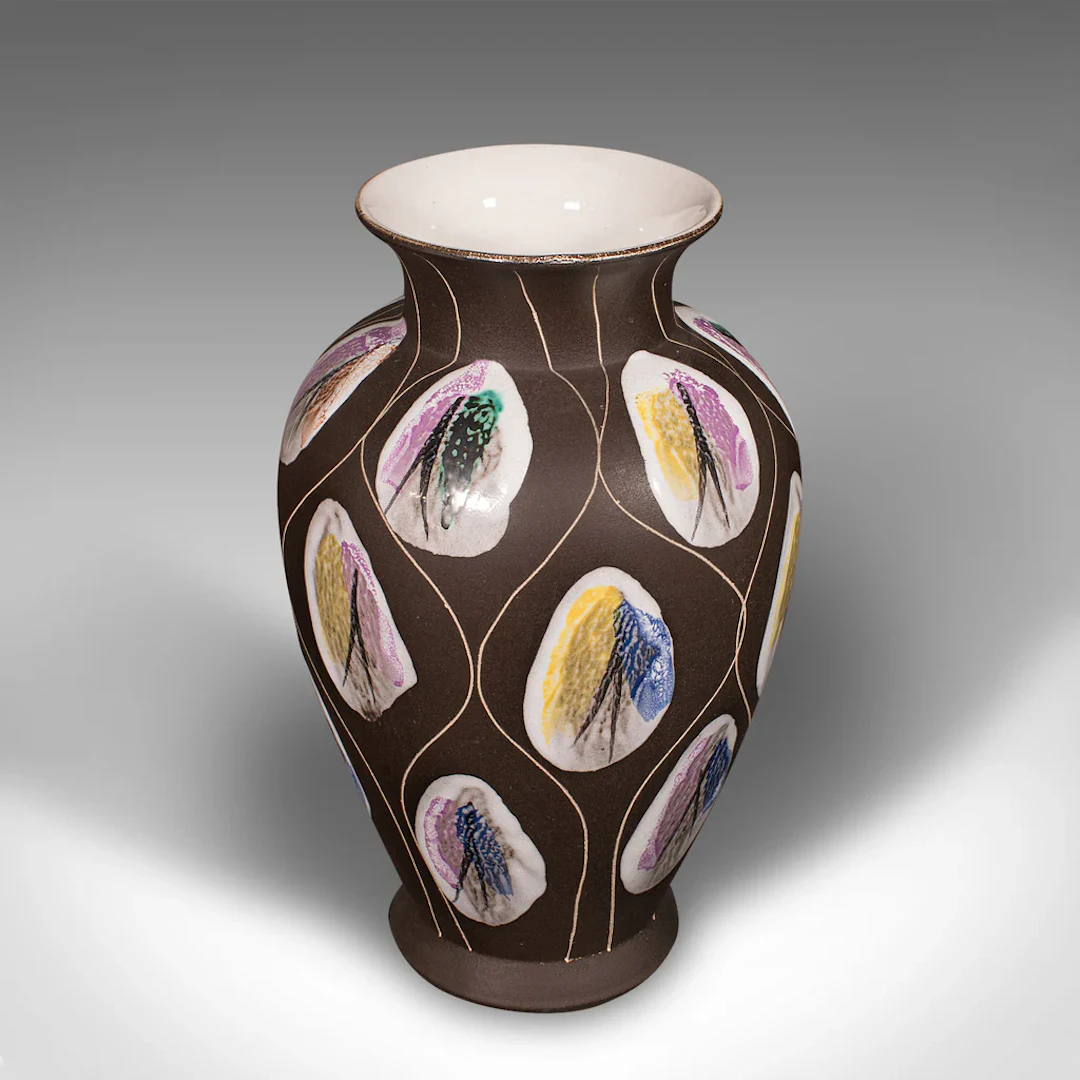 Vintage Flower Vase, German, Matte Ceramic, Display Urn, Mid Century