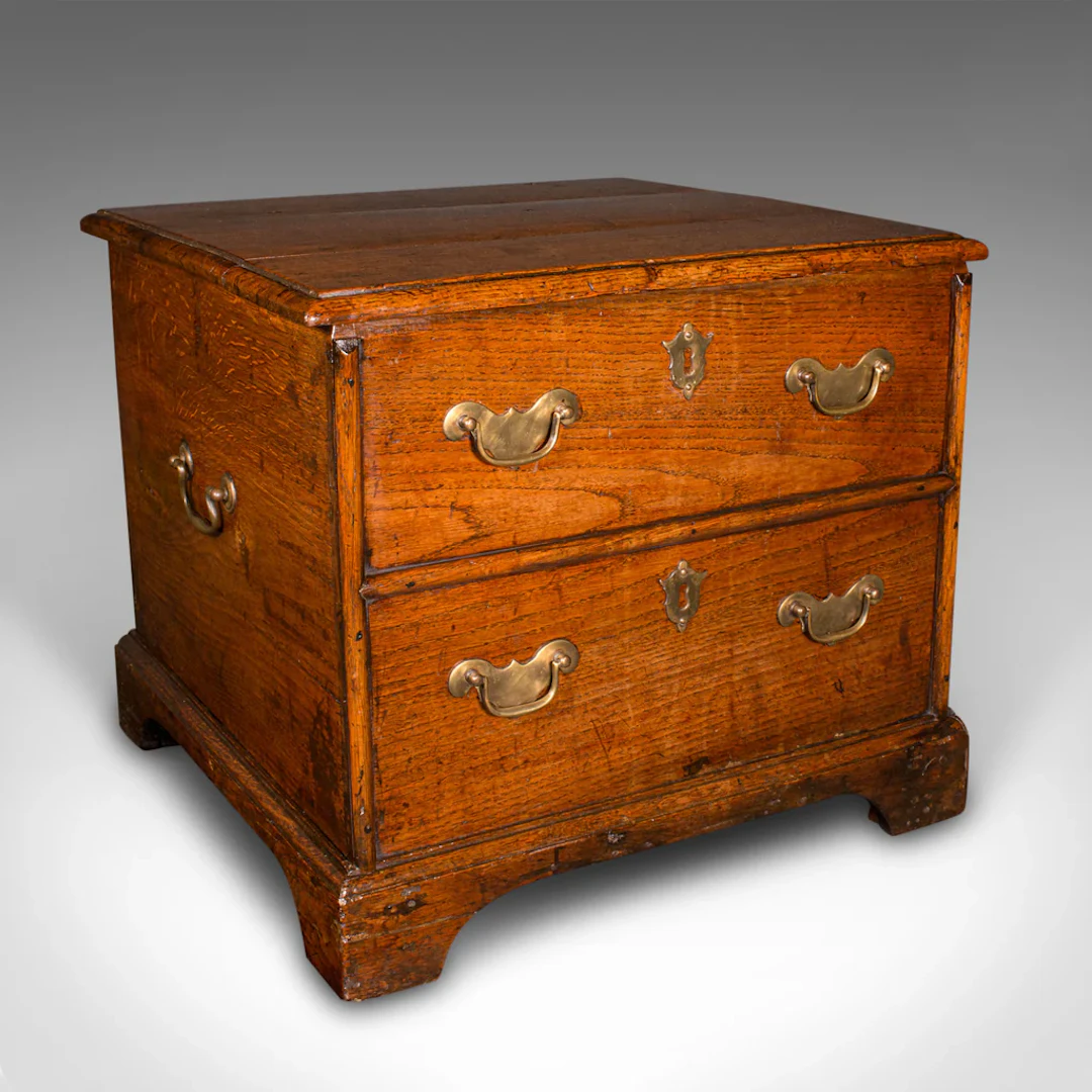 Antique Storage Chest, English, Oak, Fireside Bin, Bedside Box, Georgian
