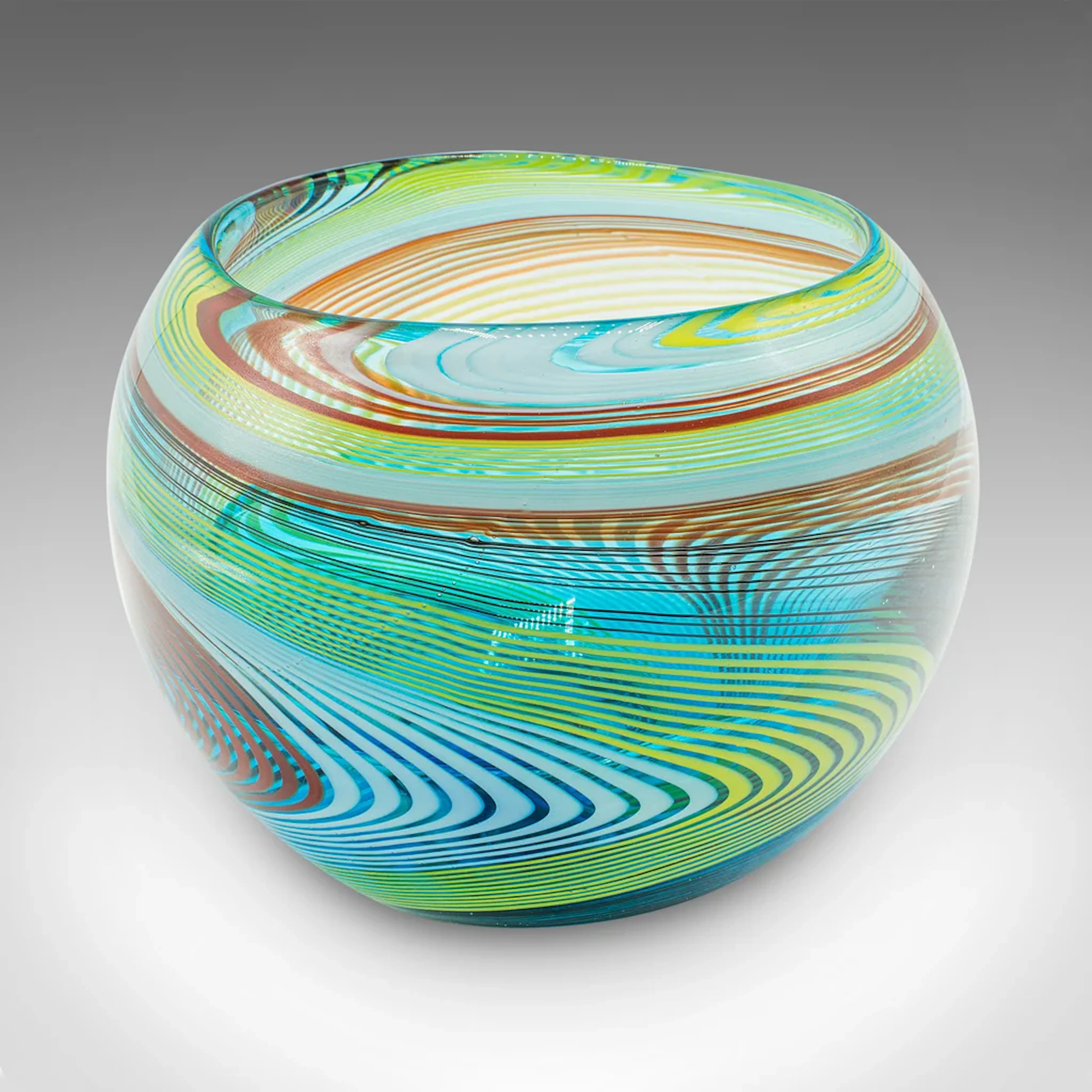 Vintage Murano Vase, Italian, Art Glass, Fruit Dish, Planter Bowl, Mid Century