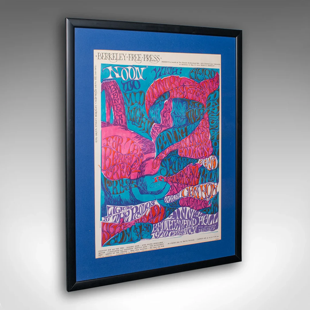 Original Concert Poster, American, Psychedelic Art, Berkeley Free Press, C.1970