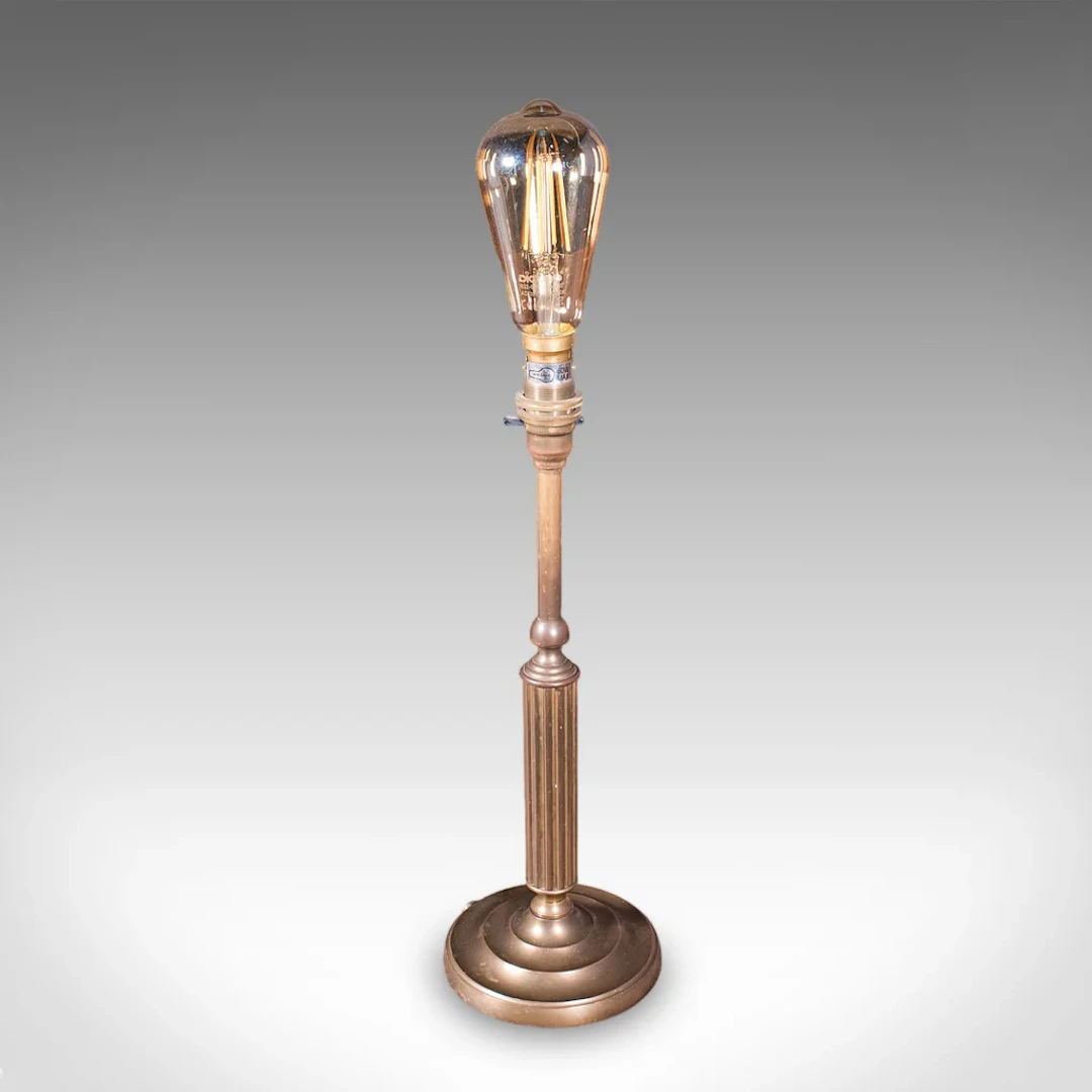 Vintage Table Lamp Base, English, Nickel Brass, Decorative Accent Light, C.1980