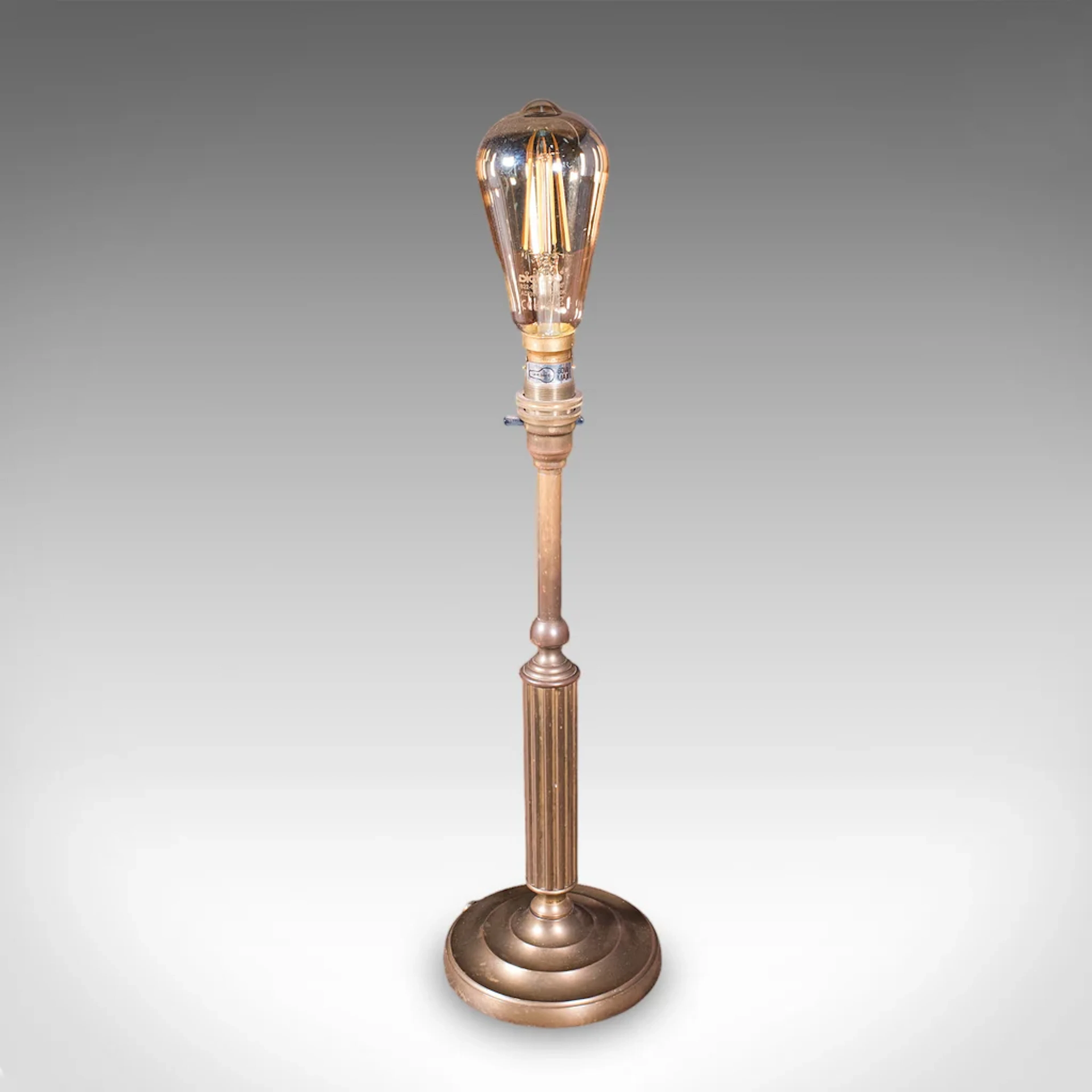 Vintage Table Lamp Base, English, Nickel Brass, Decorative Accent Light, C.1980