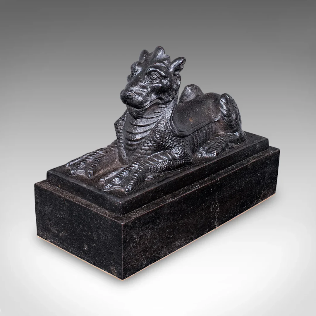Antique Guardian Lion Door Keeper, English, Iron, Mythology, Doorstop