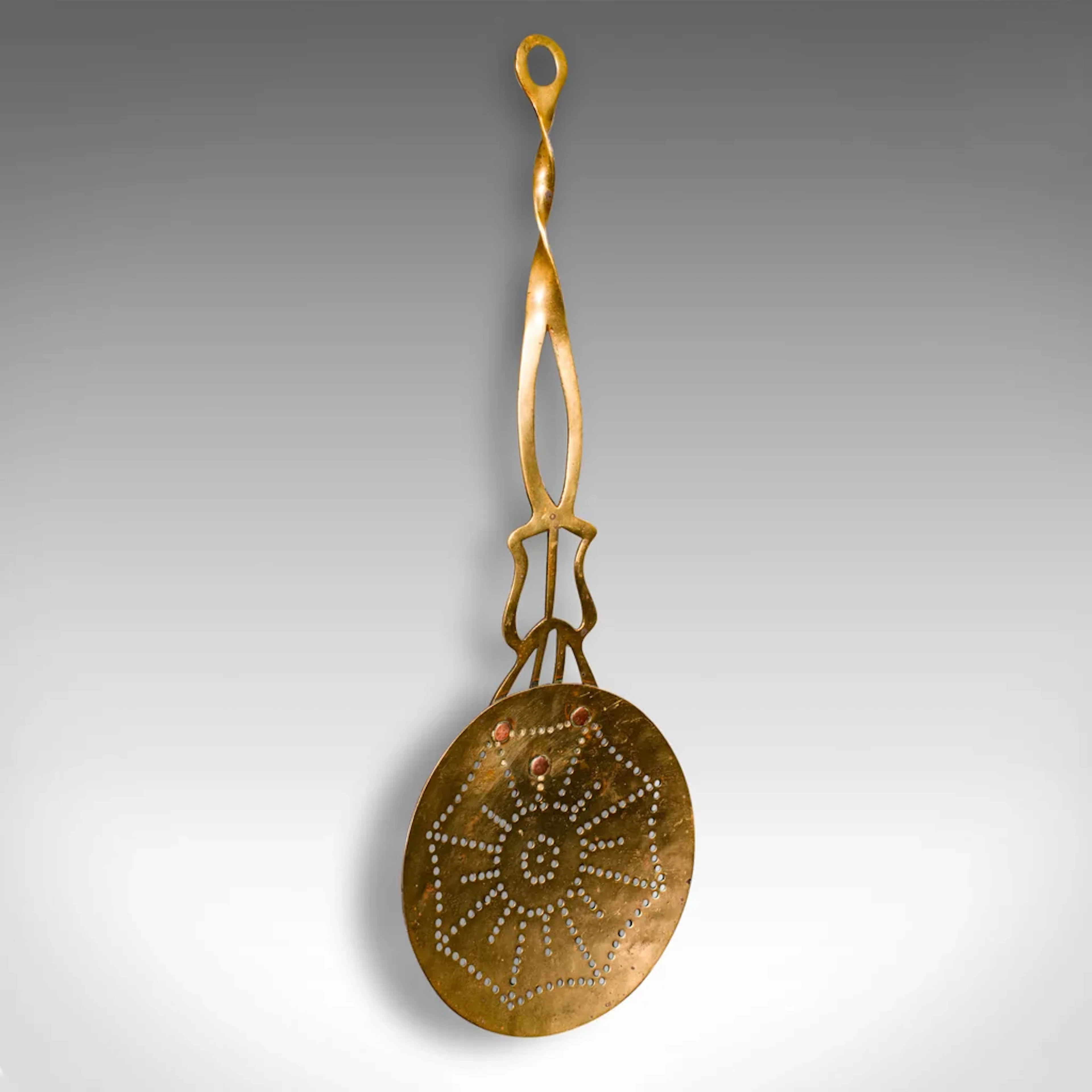 Antique West Country Cream Skimmer, English, Brass, Milk Stirrer