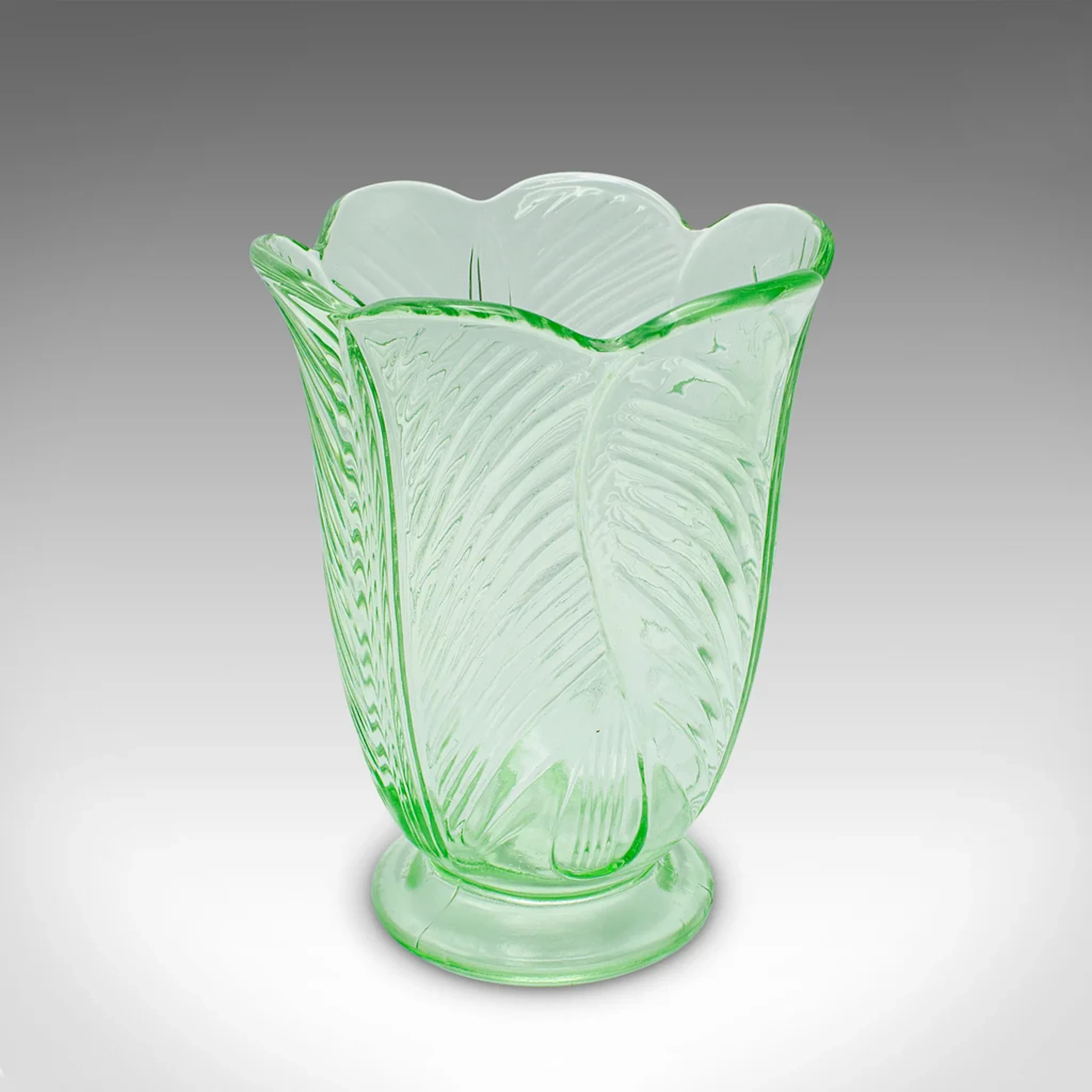 Vintage Art Deco Vase, English, Tulip Form, Glass Flower Pot, Early