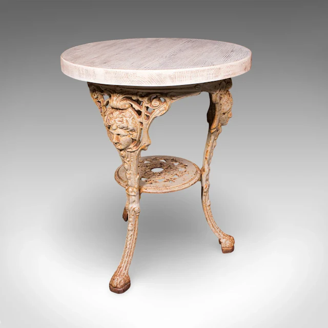 Vintage Britannia Table, English, Pine, Cast Iron, Mid Century Victorian