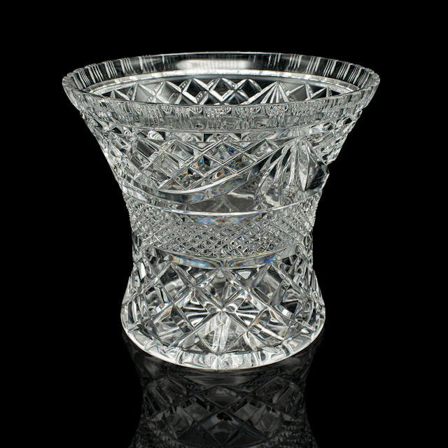 Vintage Crystal Ice Bucket, English, Cut Glass, Bottle Cooler, Mid