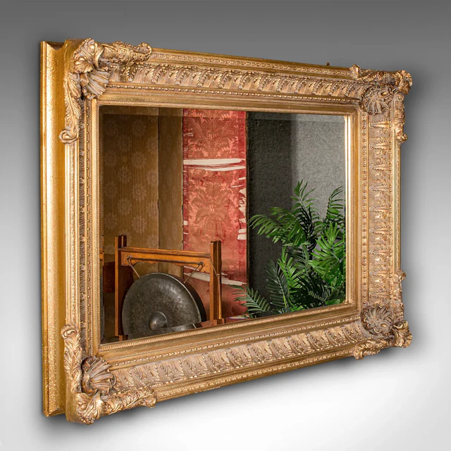 Large Vintage Renaissance Revival Wall Mirror, Continental, Giltwood