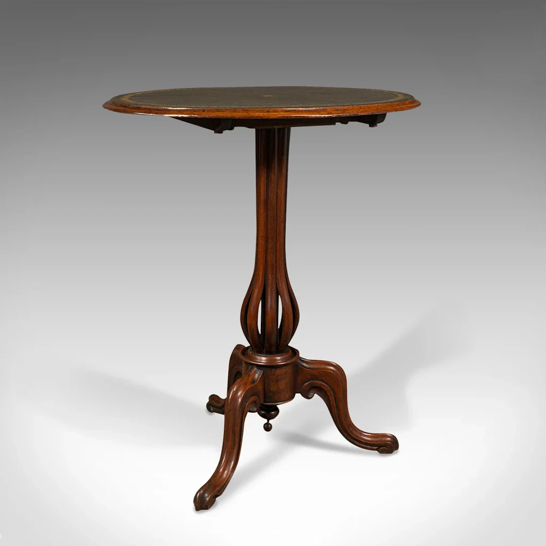 Antique Tilt Top Wine Table, English, Walnut, Side, Occasional, Lamp, Victorian
