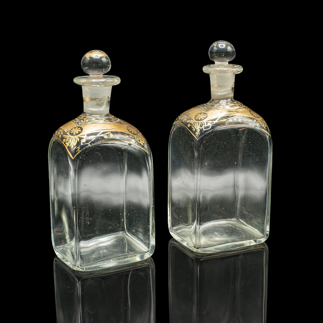 Pair of Antique Tincture Bottles, English, Glass Apothecary Jars