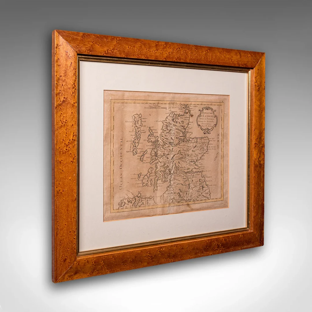 Antique Map of Scotland, French, Framed Cartography, Ecosse, Georgian, C.1780