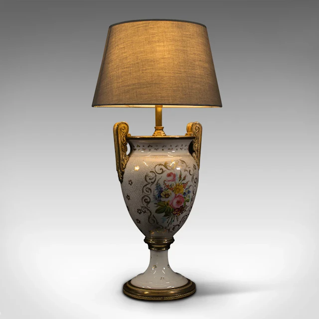Vintage Decorative Table Lamp, French, Ceramic Urn, Ornamental Light