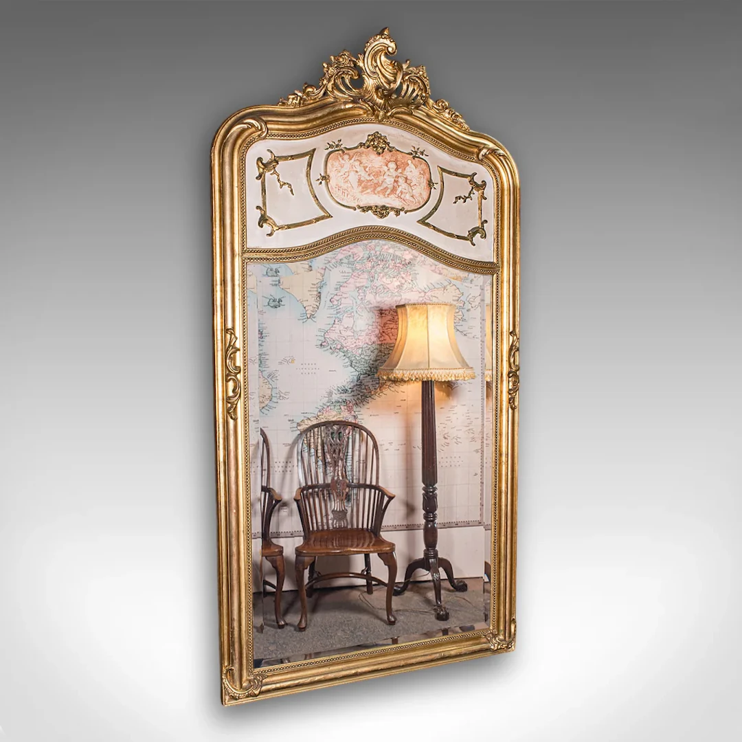 Large Vintage Pier Mirror, French Giltwood, Rocaille, Louis XV Revival