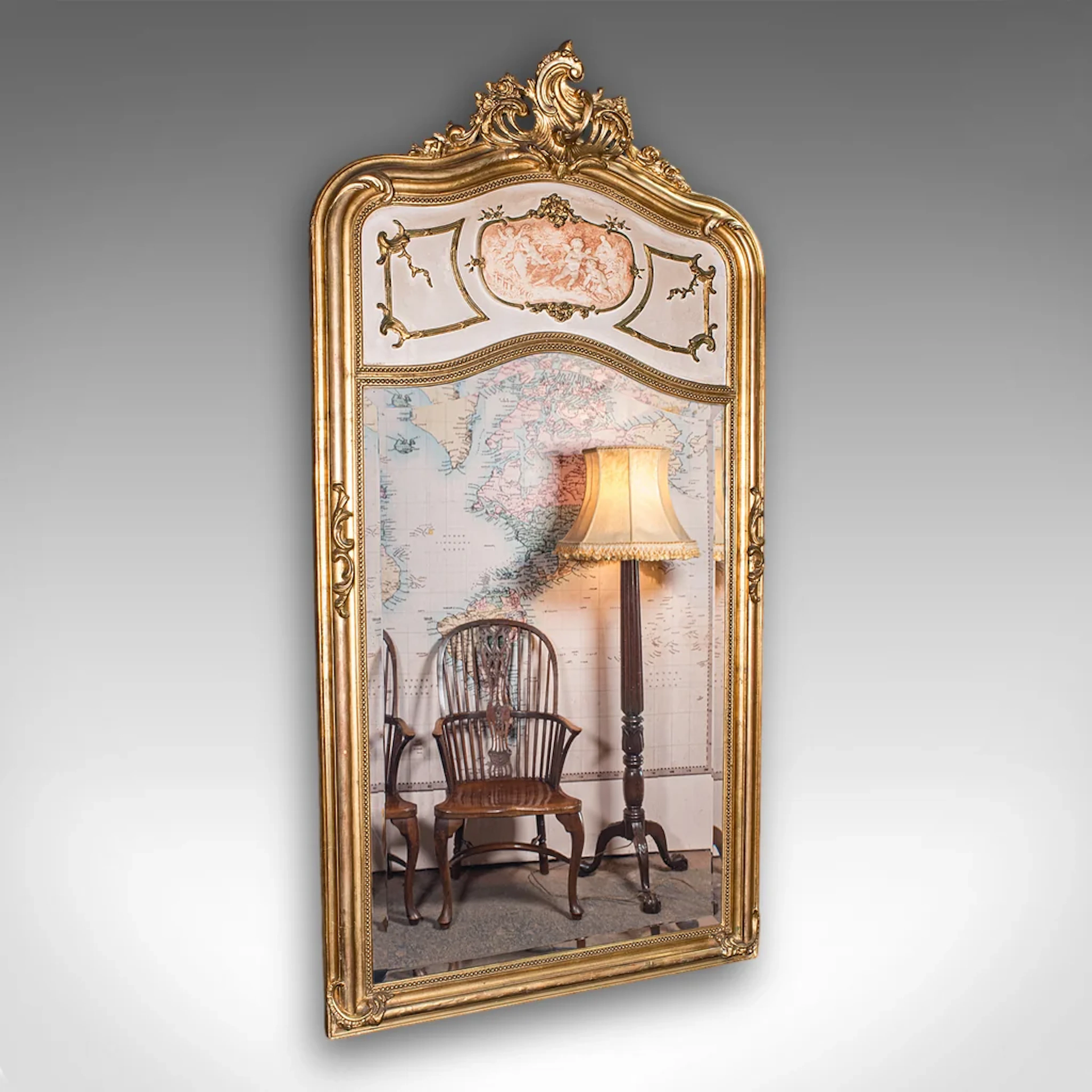 Large Vintage Pier Mirror, French Giltwood, Rocaille, Louis XV Revival