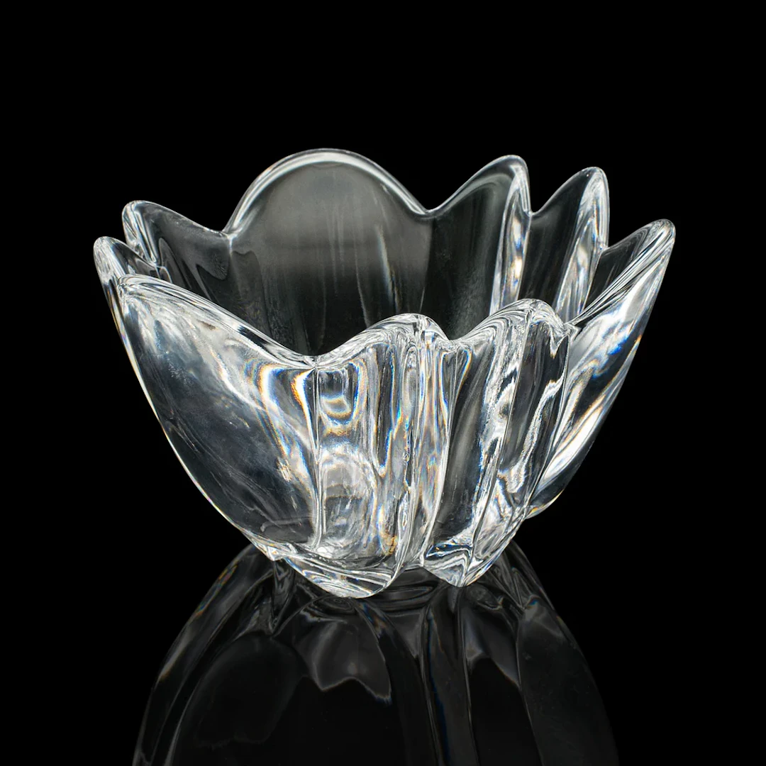 Vintage Lily Shaped Bowl, Swedish, Art Glass, Potpourri Dish, Orrefors, C.1970